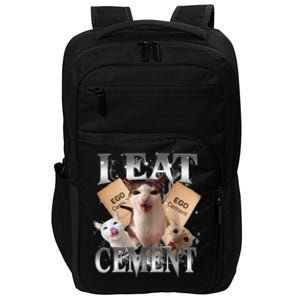 I Eat Cement Cursed Cat Funny Oddly Specific Dank Meme Cat Impact Tech Backpack