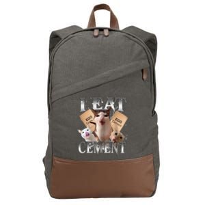 I Eat Cement Cursed Cat Funny Oddly Specific Dank Meme Cat Cotton Canvas Backpack