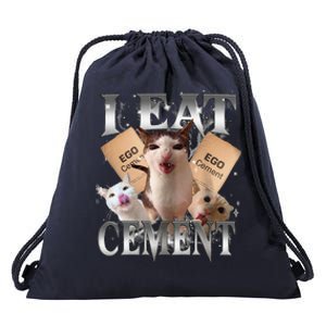 I Eat Cement Cursed Cat Funny Oddly Specific Dank Meme Cat Drawstring Bag