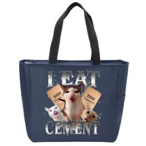 I Eat Cement Cursed Cat Funny Oddly Specific Dank Meme Cat Zip Tote Bag