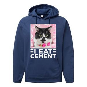 I Eat Cement Cat Performance Fleece Hoodie