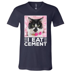 I Eat Cement Cat V-Neck T-Shirt