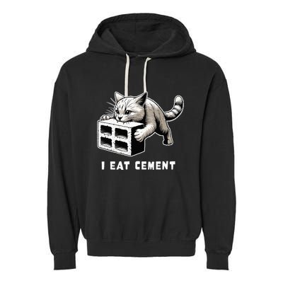 I Eat Cement Cursed Cat Funny Weird Meme Garment-Dyed Fleece Hoodie