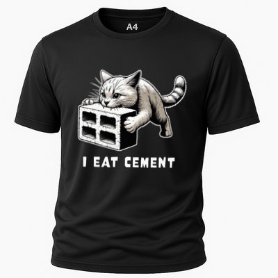 I Eat Cement Cursed Cat Funny Weird Meme Performance Shirt