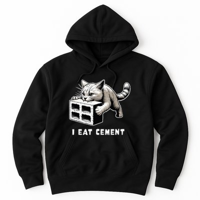 I Eat Cement Cursed Cat Funny Weird Meme Hoodie
