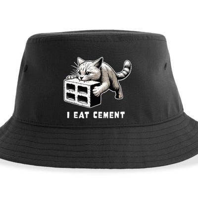 I Eat Cement Cursed Cat Funny Weird Meme Sustainable Bucket Hat