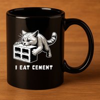 I Eat Cement Cursed Cat Funny Weird Meme 11oz C Handle Ceramic Mug
