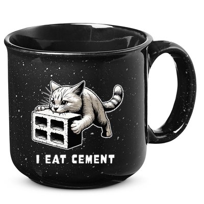 I Eat Cement Cursed Cat Funny Weird Meme 15oz Campfire Ceramic Mug