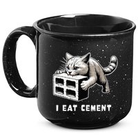 I Eat Cement Cursed Cat Funny Weird Meme 15oz Campfire Ceramic Mug