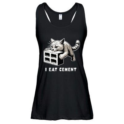 I Eat Cement Cursed Cat Funny Weird Meme Ladies Essential Flowy Tank