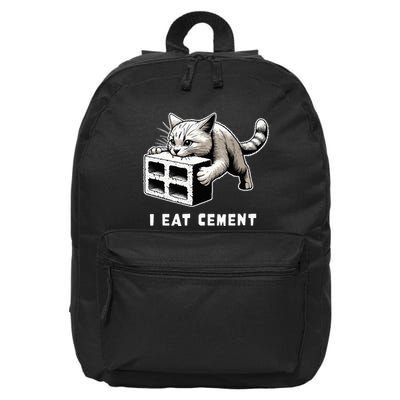 I Eat Cement Cursed Cat Funny Weird Meme 16 in Basic Backpack