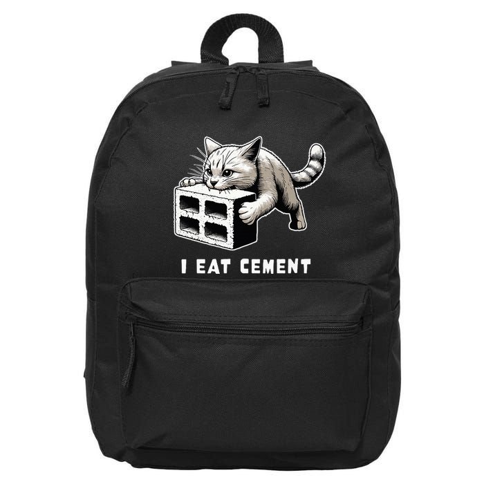 I Eat Cement Cursed Cat Funny Weird Meme 16 in Basic Backpack