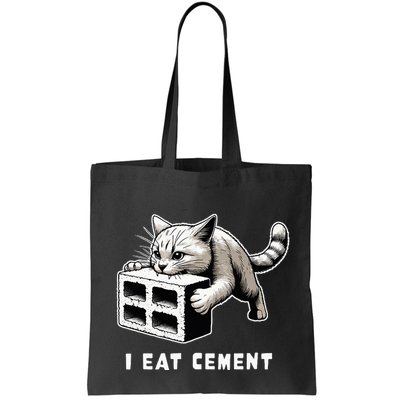 I Eat Cement Cursed Cat Funny Weird Meme Bag