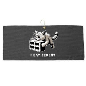 I Eat Cement Cursed Cat Funny Weird Meme Large Microfiber Waffle Golf Towel