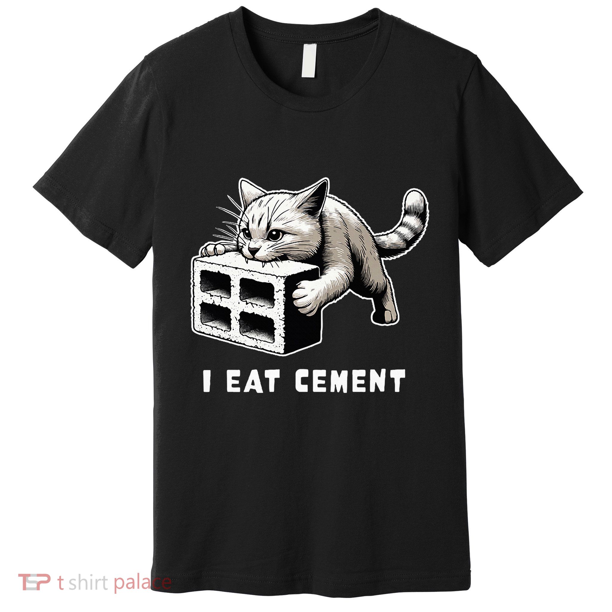 I Eat Cement Cursed Cat Funny Weird Meme Premium T-Shirt