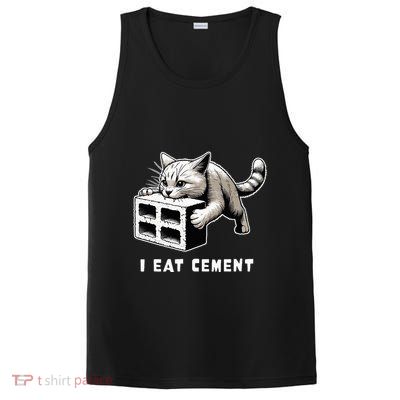 I Eat Cement Cursed Cat Funny Weird Meme PosiCharge Competitor Tank