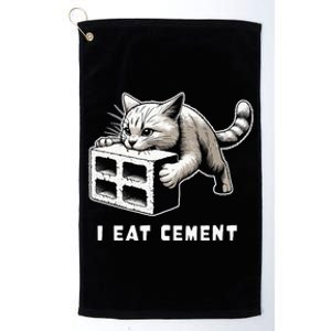 I Eat Cement Cursed Cat Funny Weird Meme Platinum Collection Golf Towel