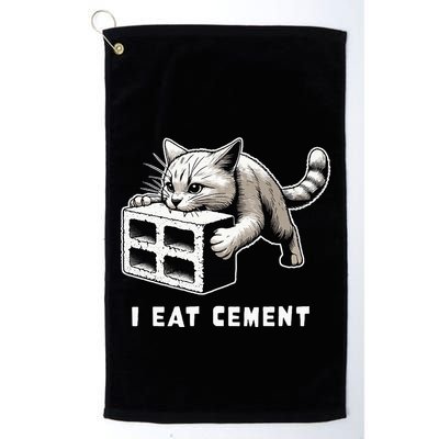 I Eat Cement Cursed Cat Funny Weird Meme Golf Towel