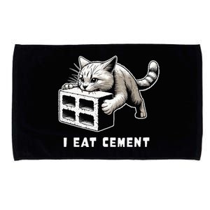 I Eat Cement Cursed Cat Funny Weird Meme Microfiber Hand Towel