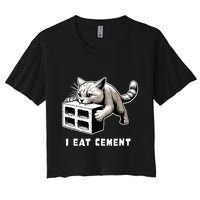 I Eat Cement Cursed Cat Funny Weird Meme Women's Crop Top Tee