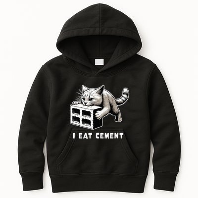 I Eat Cement Cursed Cat Funny Weird Meme Kids Hoodie