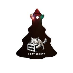 I Eat Cement Cursed Cat Funny Weird Meme Ceramic Tree Ornament