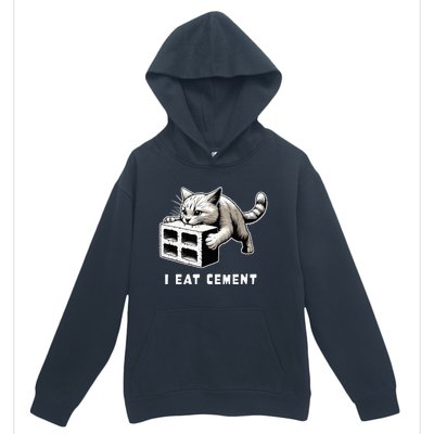 I Eat Cement Cursed Cat Funny Weird Meme Urban Pullover Hoodie