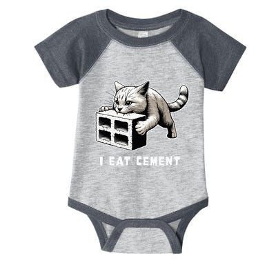 I Eat Cement Cursed Cat Funny Weird Meme Infant Baby Jersey Bodysuit