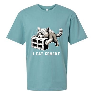 I Eat Cement Cursed Cat Funny Weird Meme Sueded Cloud Jersey T-Shirt