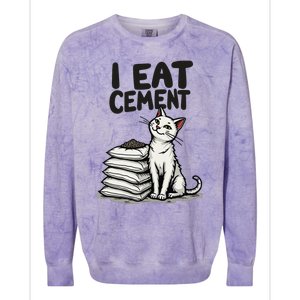 I Eat Cement Funny Meme Cat Colorblast Crewneck Sweatshirt