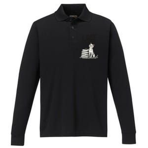 I Eat Cement Funny Meme Cat Performance Long Sleeve Polo