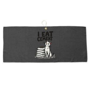 I Eat Cement Funny Meme Cat Large Microfiber Waffle Golf Towel