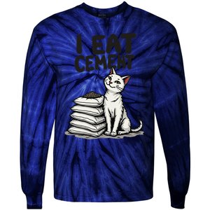 I Eat Cement Funny Meme Cat Tie-Dye Long Sleeve Shirt