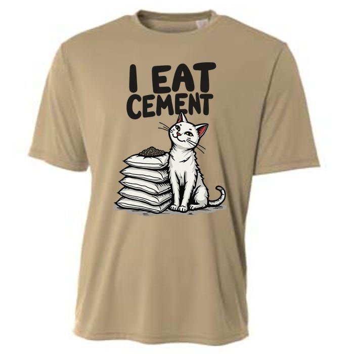 I Eat Cement Funny Meme Cat Cooling Performance Crew T-Shirt