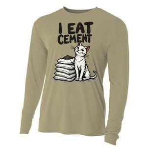 I Eat Cement Funny Meme Cat Cooling Performance Long Sleeve Crew