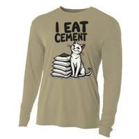 I Eat Cement Funny Meme Cat Cooling Performance Long Sleeve Crew