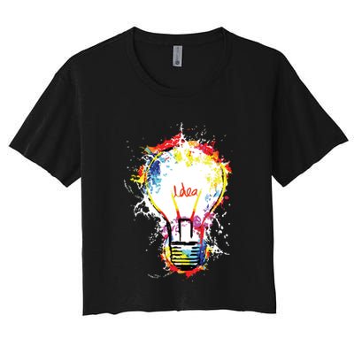 Idea Explosion Creative Genius Light Bulb Women Crop Top