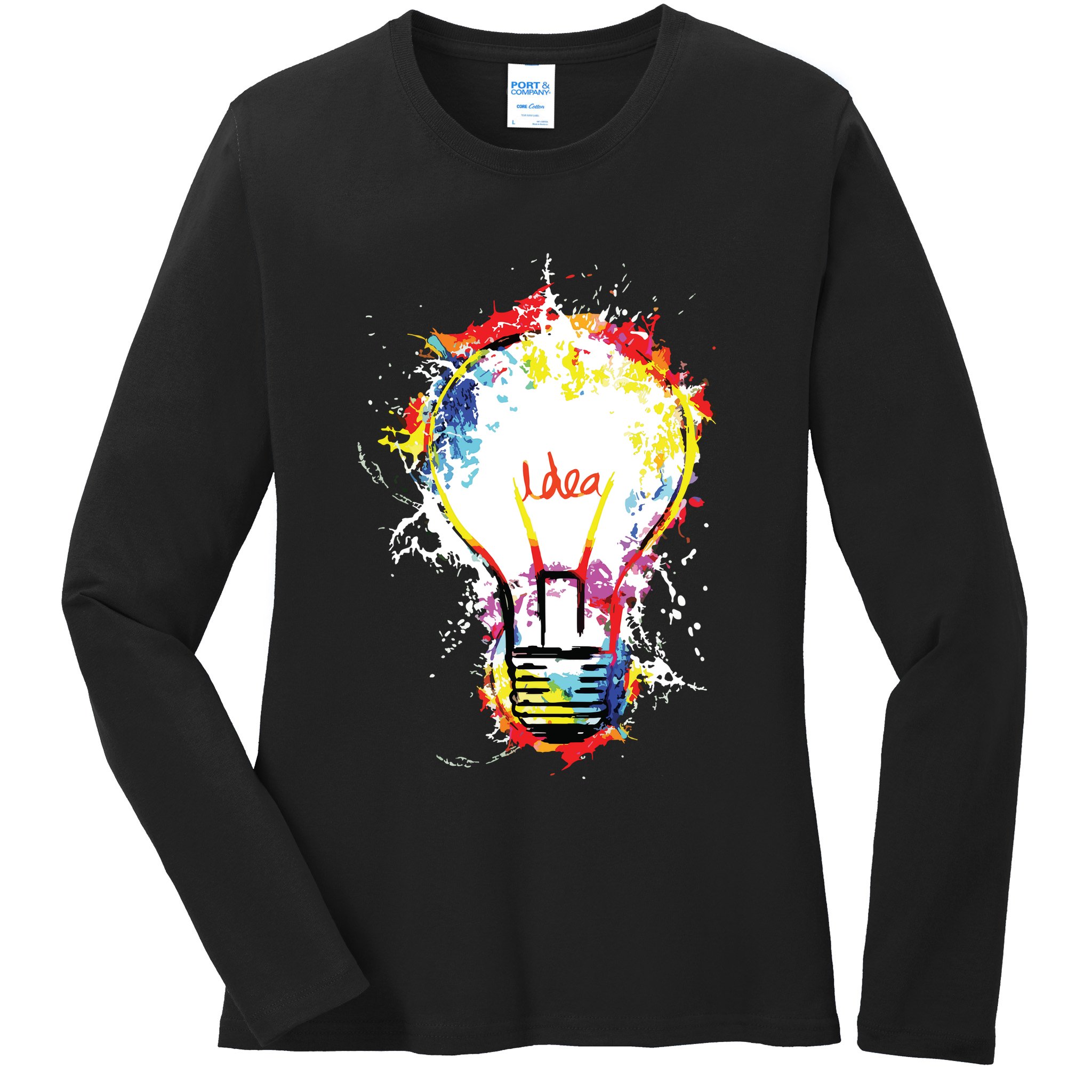 Idea Explosion Creative Genius Light Bulb Women Ladies Long Sleeve Shirt