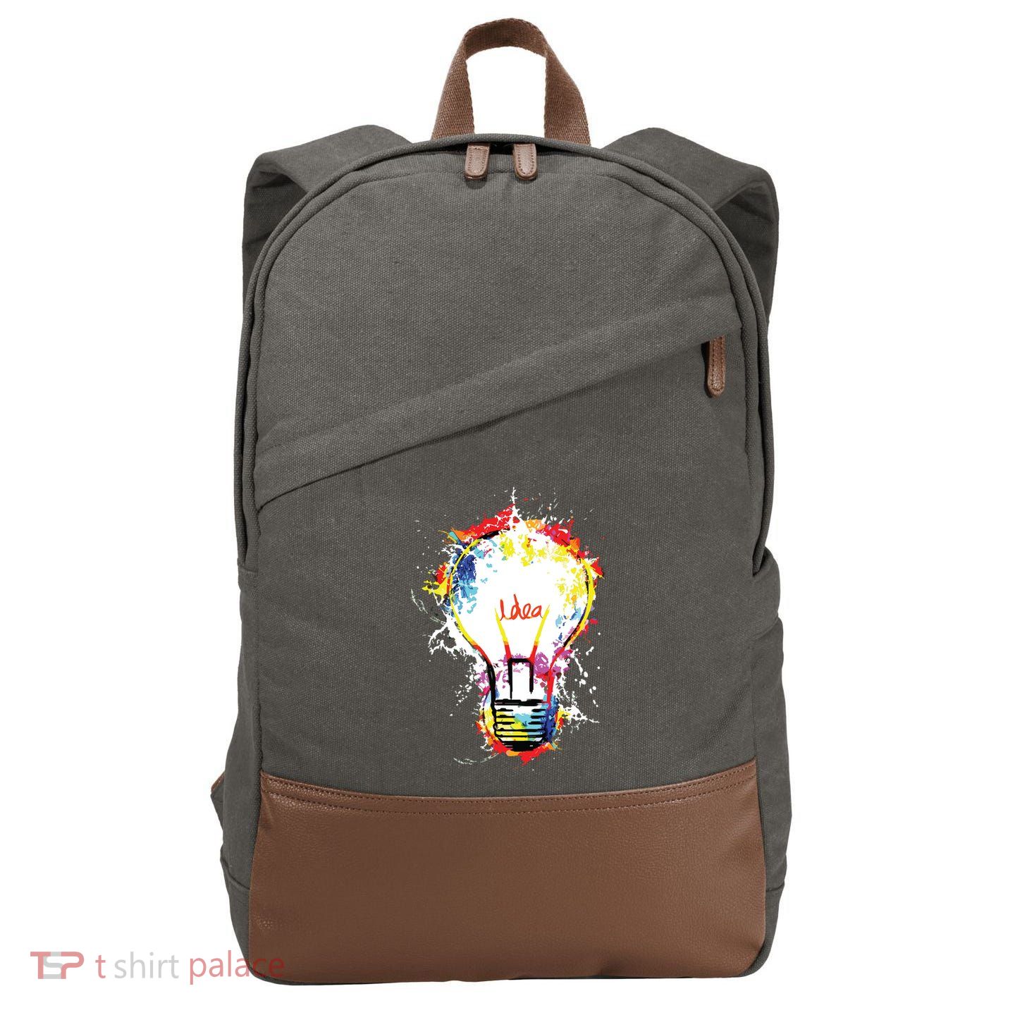 Idea Explosion Creative Genius Light Bulb Women Cotton Canvas Backpack