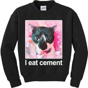 I Eat Cement Cat Funny Cat Kids Sweatshirt