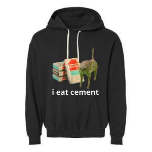 I Eat Cement Cursed Cat Funny Oddly Specific Meme Garment-Dyed Fleece Hoodie