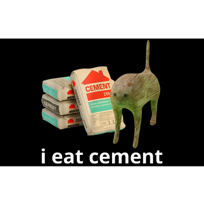 I Eat Cement Cursed Cat Funny Oddly Specific Meme Bumper Sticker