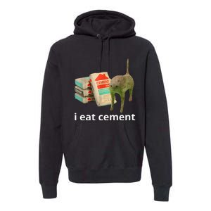 I Eat Cement Cursed Cat Funny Oddly Specific Meme Premium Hoodie