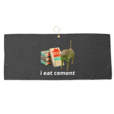 I Eat Cement Cursed Cat Funny Oddly Specific Meme Large Microfiber Waffle Golf Towel