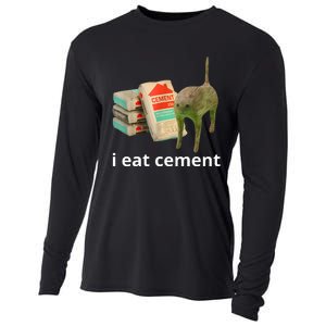 I Eat Cement Cursed Cat Funny Oddly Specific Meme Cooling Performance Long Sleeve Crew