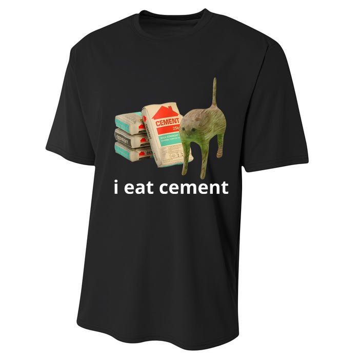 I Eat Cement Cursed Cat Funny Oddly Specific Meme Performance Sprint T-Shirt