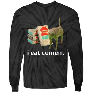 I Eat Cement Cursed Cat Funny Oddly Specific Meme Tie-Dye Long Sleeve Shirt