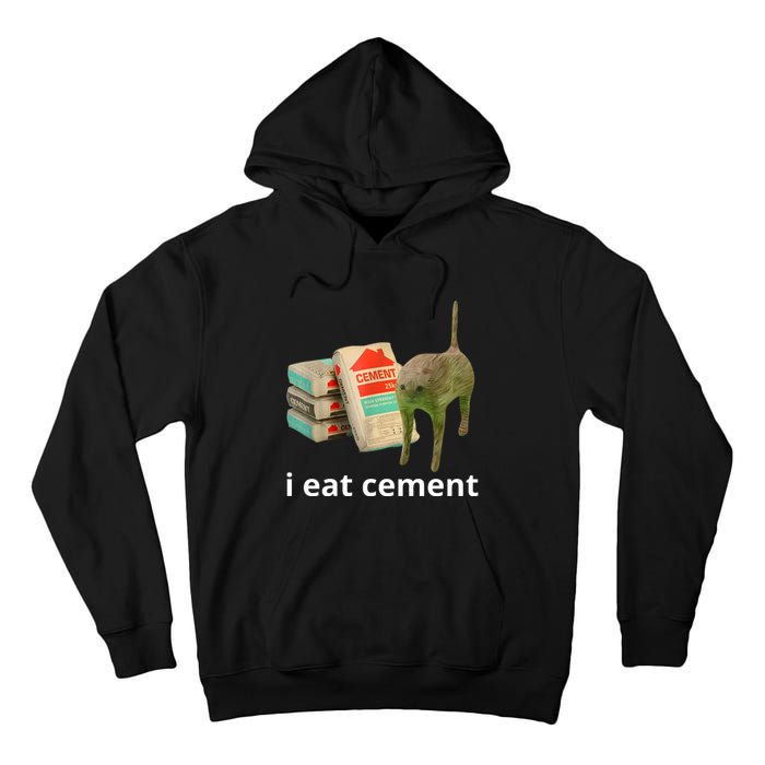 I Eat Cement Cursed Cat Funny Oddly Specific Meme Tall Hoodie