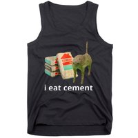 I Eat Cement Cursed Cat Funny Oddly Specific Meme Tank Top