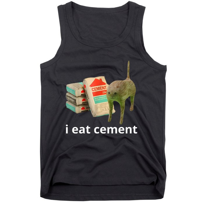 I Eat Cement Cursed Cat Funny Oddly Specific Meme Tank Top